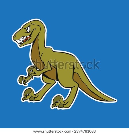 Isolated Dinosaur Standing Cartoon Illustration with Blue Background