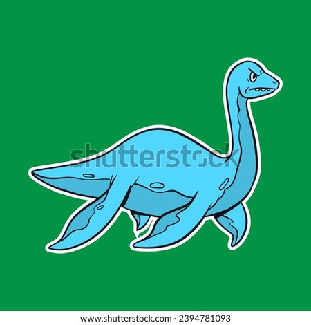 Isolated Dinosaur Standing Cartoon Illustration with Green Background