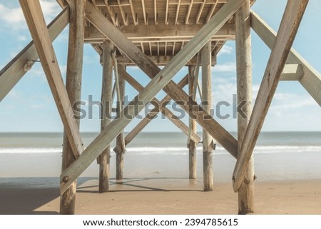 The stands of the wooden pier on Edisto Island, South Carolina Royalty-Free Stock Photo #2394785615