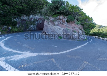 Road (Hairpin turn) of the mountains in Anaga national park. Tenerife. Canary island. Spain Royalty-Free Stock Photo #2394787119