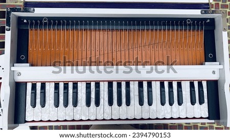 3 Line Beautiful Indian Harmonium. Traditional Indian musical organ instrument Yellow Color Harmonium which you can carry anywhere and sing with it.