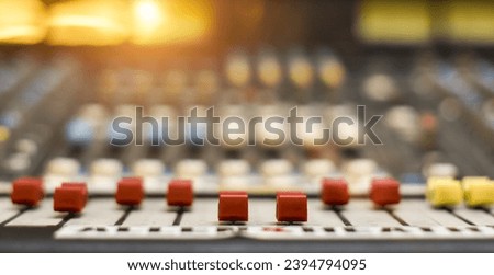 Mixed Dj board. Analog audio mixing console. selective focus Royalty-Free Stock Photo #2394794095