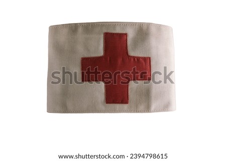 Detail of the red cross doctors' armband from the Second World War. On white background