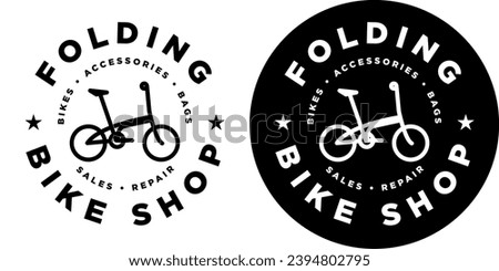 Circular Folding Bike Shop Cycling Biking Bike Label Logo Template Icon Sign Sigil Symbol Emblem Badge Vector EPS PNG Transparent No Background Clip Art Vector EPS PNG