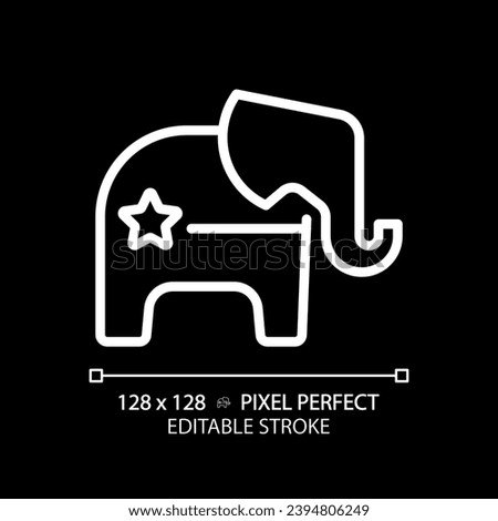 2D pixel perfect white linear Republican Party icon, isolated vector illustration of political party logo for dark mode.