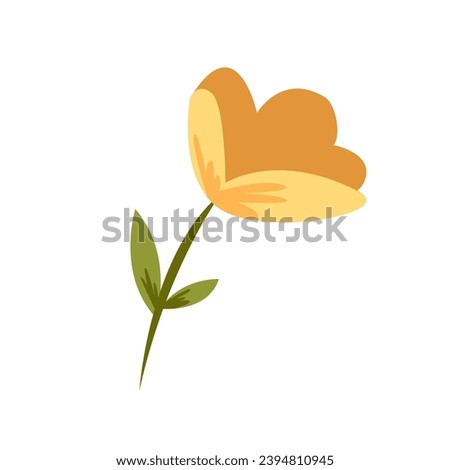 Yellow Flower Isolated. Clip art. Vector Floral Flat Illustration.