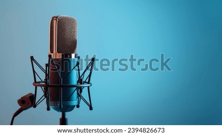 Podcast Sound recording studio with voice microphone for voiceover.