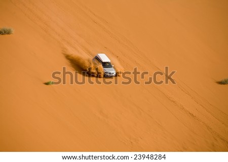 Off-road in the namibian desert, picture taken from the air