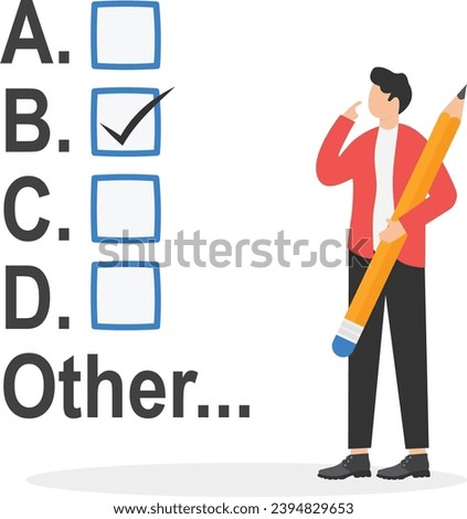 Choosing the best option for life, selecting the most likely choice for success, career path decision, business opportunity concept, Businessman making check mark on right choice.

 Royalty-Free Stock Photo #2394829653