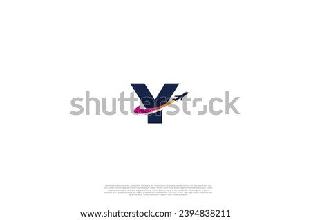 Initial Letter Y and airplane for agency travel check, transport, logistics, delivery logo design. Vector illustration template
