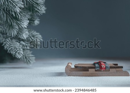 a sleigh in the snow. christmas, new year background, with copy space