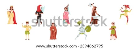 Medieval People Characters from European Middle Ages Period Vector Set Royalty-Free Stock Photo #2394862795