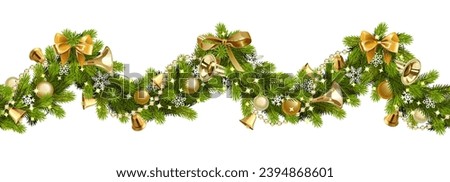 Vector Christmas Wave Border with Golden Trumpets isolated on white background