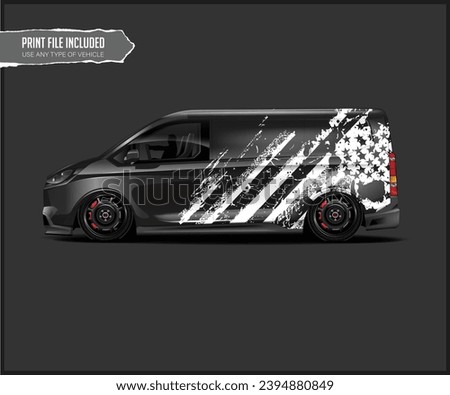 car wrap design and Signage design American flag in grunge style