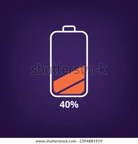 Vectorized flat icon of 40% charged cell phone battery. Loading bar vector illustration.