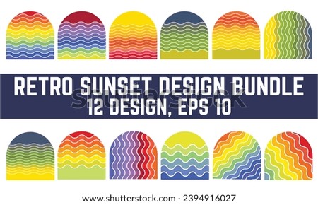 Retro Sunset logo on white background, Abstract background with a sunny gradient color, Perfect for sticker, logo, icon, t-shirt or any purpose.