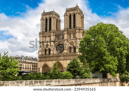 Notre Dame de Paris is the one of the most famous symbols of Paris in a summer day, France Royalty-Free Stock Photo #2394935165