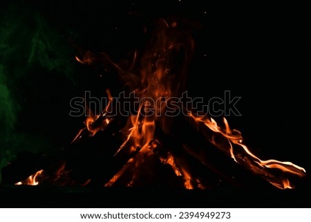 Beautiful Picture Fire Burning  During Campfire