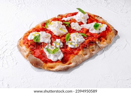 Pizza Margherita on white stone Royalty-Free Stock Photo #2394950589