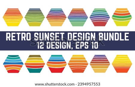 Retro sunset vector design, Vintage summer seaside sunset Isolated on white background, Design template for logo, icons, banners, prints.