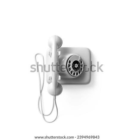 Close up view telephone isolated on white background.