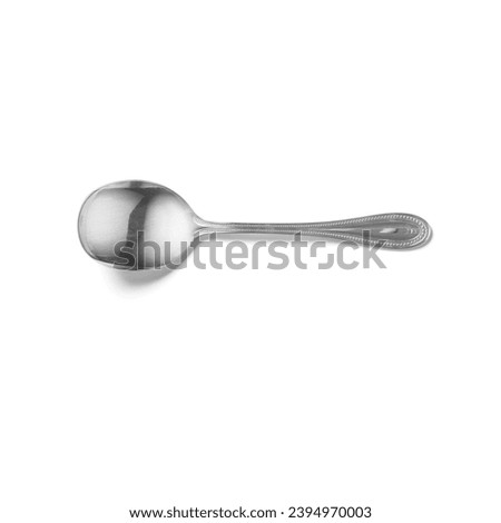 Close up view serving spoon isolated on white background.