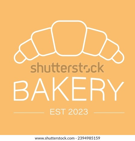 Simple bakery logo. Line icon with croissant