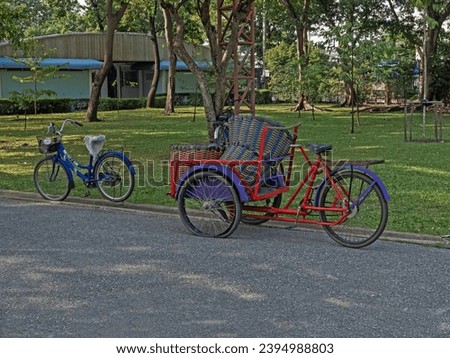 3 wheel bicycle For use in carrying things Parked on the garden road,bangkok,2023

