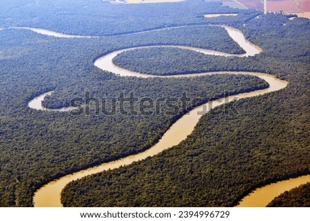 Winding Mississippi River Aerial View  Royalty-Free Stock Photo #2394996729