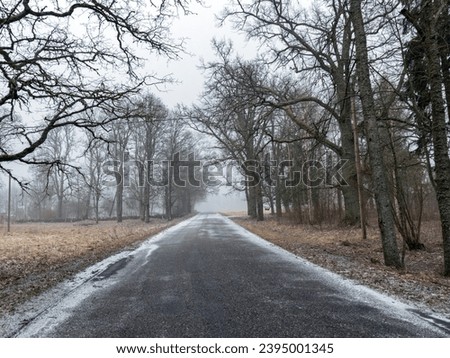 asphalt road picture, snow texture on the picture, bokeh light effect