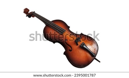 Miniature violin isolated on white background