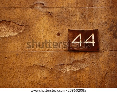               weathered number forty-four, 44              