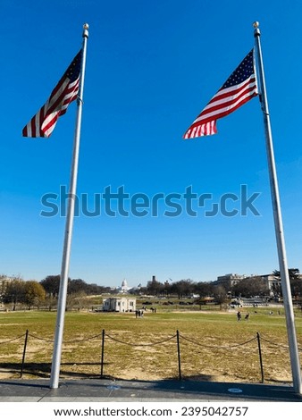 American flags on the flag pole. 