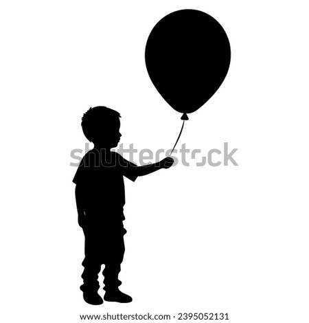 Boy holding balloon silhouette. Boy holding balloon black icon on white background