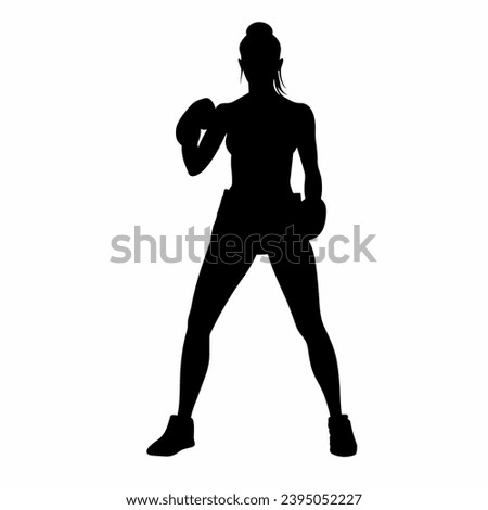 Female Boxer silhouette. Boxer woman black icon on white background