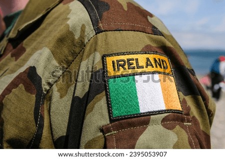 Shoulder patch of a soldier from the Irish Army Royalty-Free Stock Photo #2395053907
