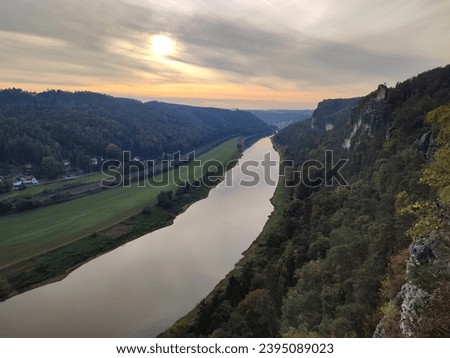 Nature and landscape photo of river Elbe in Saxon Switzerland, Dresden, Germany