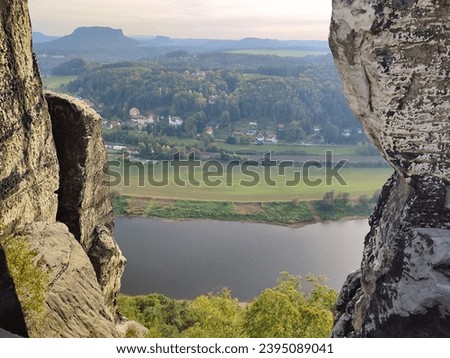 Nature and landscape photo of river Elbe in Saxon Switzerland, Dresden, Germany