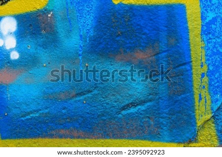 Painting with oil paint in various blue yellow navy blue red col