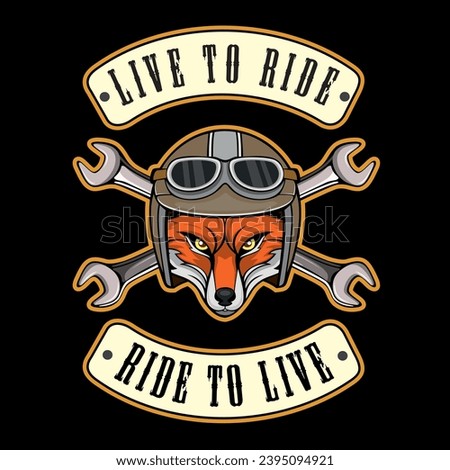 biker logo fox vector art illustration design