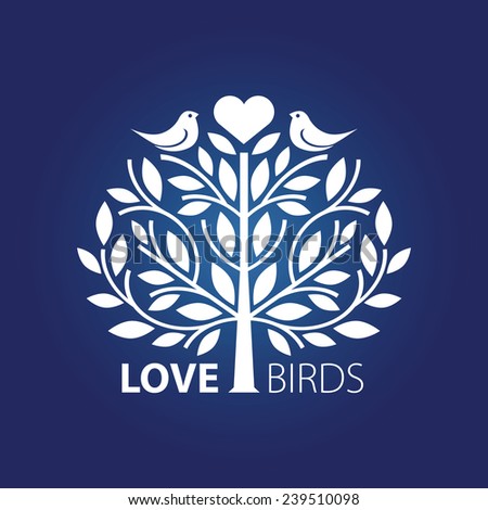 "Love birds" vector illustration with blue background