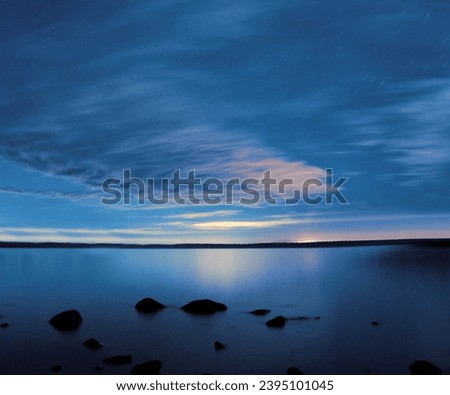 Atmosphere panorama real photo beautiful summer white cloud clear blue sky horizon line calm empty sea. Design relax, wallpaper background.
