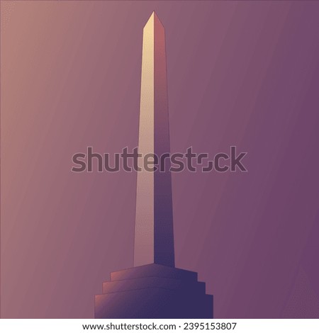 Moody purple obelisk statue twilight lights Royalty-Free Stock Photo #2395153807