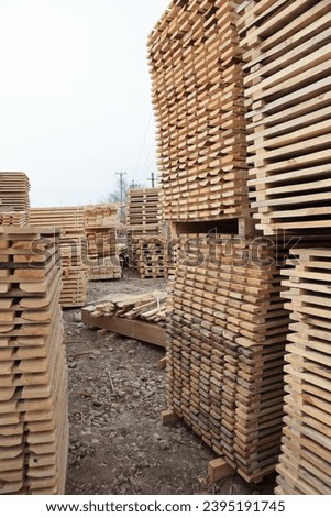 Wooden pallets. Pallets for transportation of building materials. Pallets made of wood.
