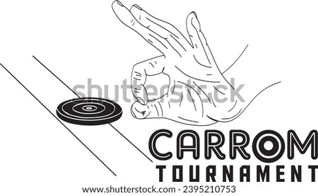 Carrom Board Game Illustration: Sketch Drawing, Carrom Striker Line Art Sketch: Board Game Logo, Technique of Striking Carrom: Cartoon Clip Art