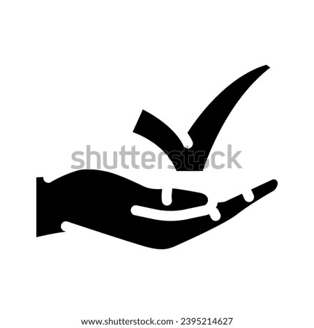 hand check mark glyph icon vector. hand check mark sign. isolated symbol illustration