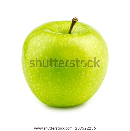Isolated macro of a green granny smith apple Royalty-Free Stock Photo #239522236