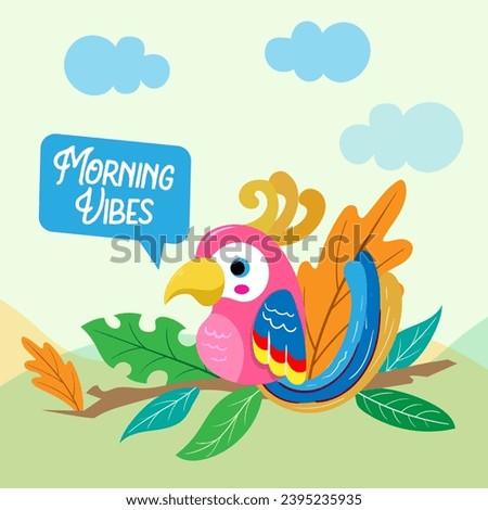 illustration of cute toucan on branch. Hand drawn childish character of toucan.Childish print for nursery. Design can be used for fashion t-shirt kids