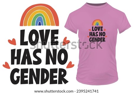 Love has no gender. Happy Pride Day. June 28. Heart symbol and LGBTQ+ Pride Flag Colors. Vector illustration for tshirt, website, print, clip art, poster and print on demand merchandise.
