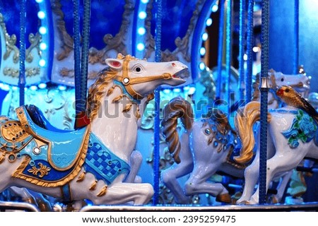 Carousel rides for children in amusement park